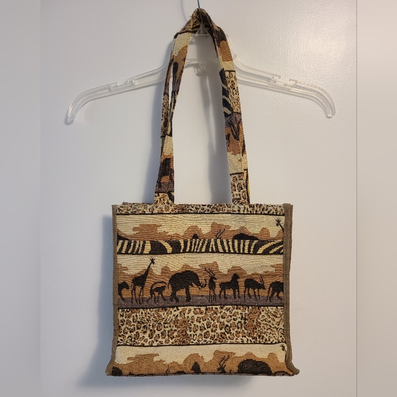 EUC Jade African Safari Tapestry Tote with Coin Purse - Picture 2 of 16